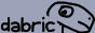 Gray background with some line art. The text "dabric" is drawn on the bottom left, with a raptor-thing on the right looking down-left to the text.