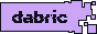 Pink box with some particles of it flying off the right side. The text "dabric" is in black on top of the box, but glitched.