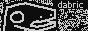 Staticy background. Above drawn is a the head of a raptor/lizard guy, with their mouth open somewhat agazed. At the top right is the text "dabric" in a small font. The entire button is done in a light shade of gray and black.